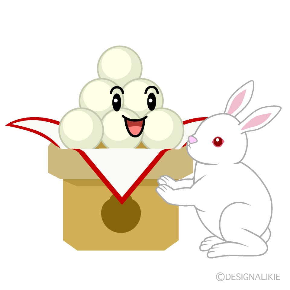 かわいいお月見団子とウサギのイラスト素材 Illustcute
