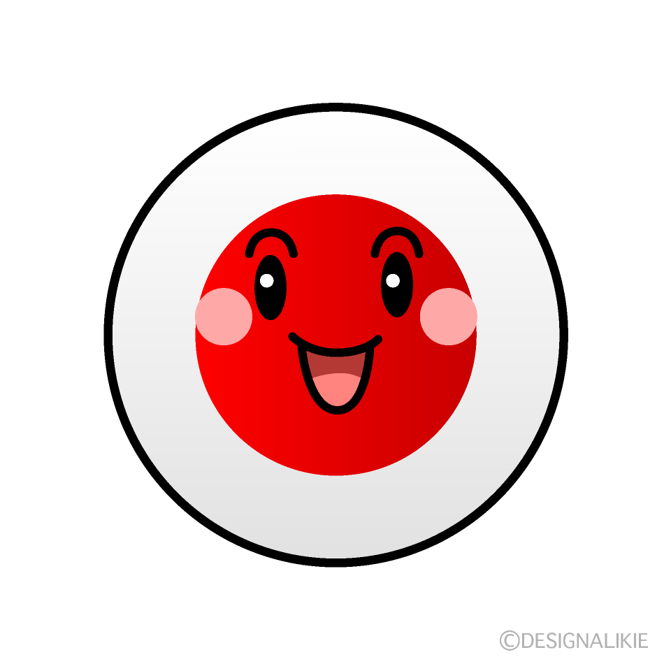 かわいい笑顔の日本国旗（丸型）イラスト
