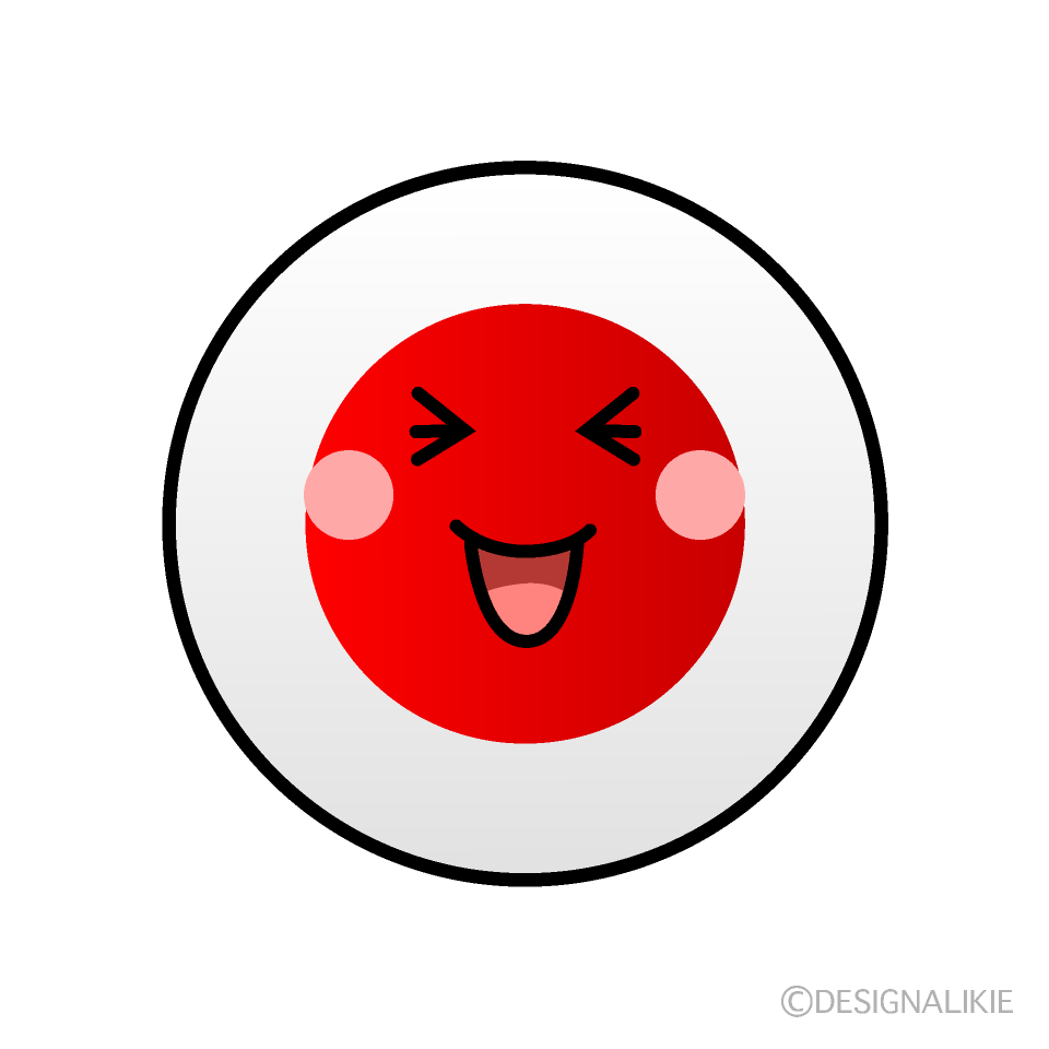 かわいい笑う日本国旗（丸型）イラスト