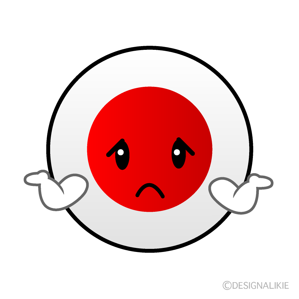 かわいい困る日本国旗（丸型）イラスト