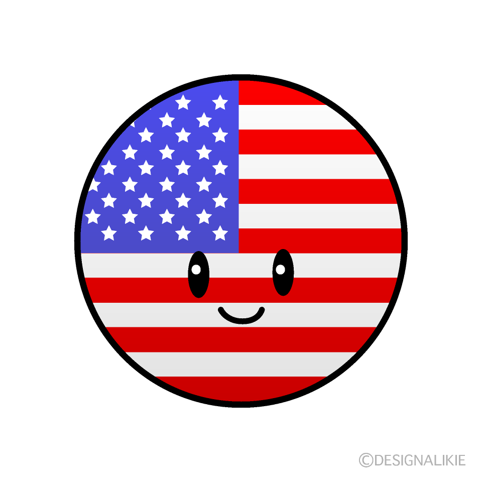 かわいいアメリカ国旗 丸型 のイラスト素材 Illustcute