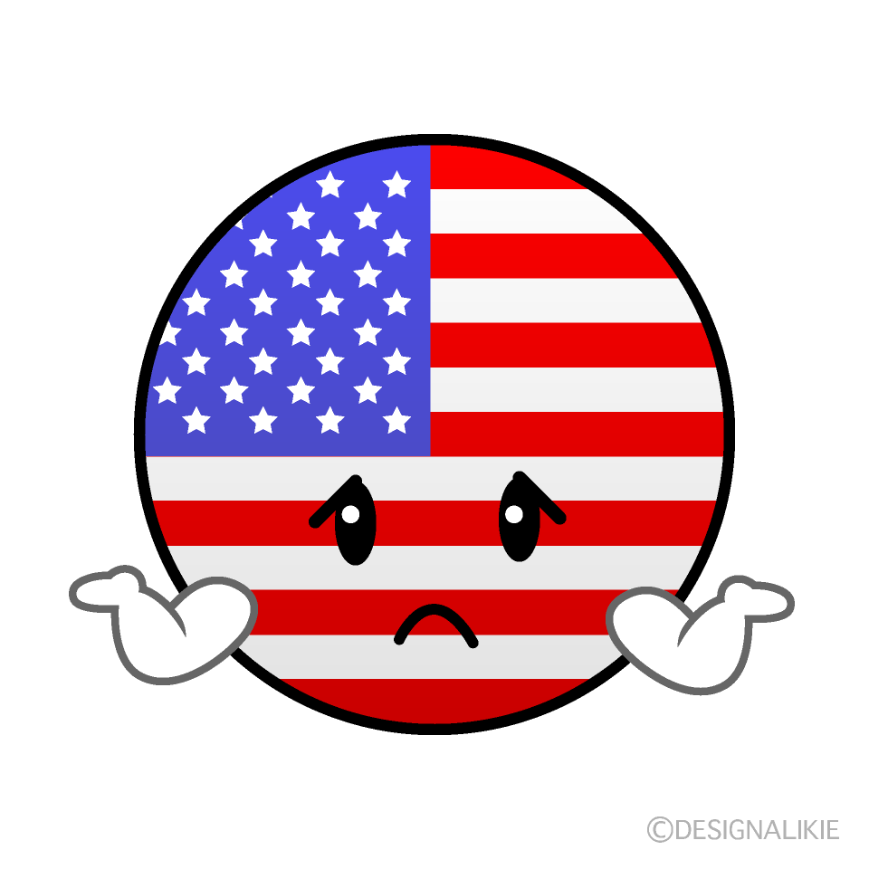 かわいい困るアメリカ国旗（丸型）イラスト