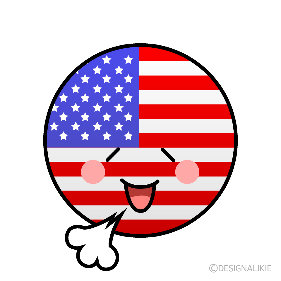 かわいいリラックスするアメリカ国旗（丸型）イラスト