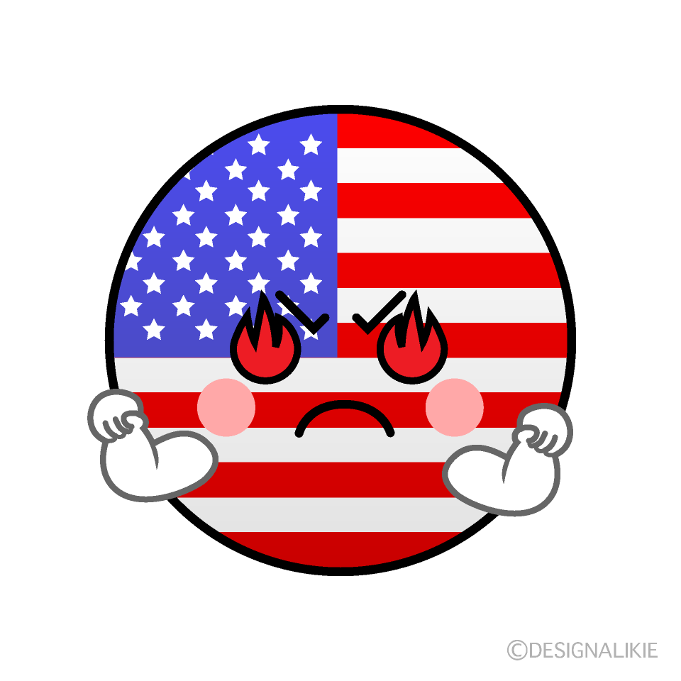 かわいい熱意のあるアメリカ国旗（丸型）イラスト