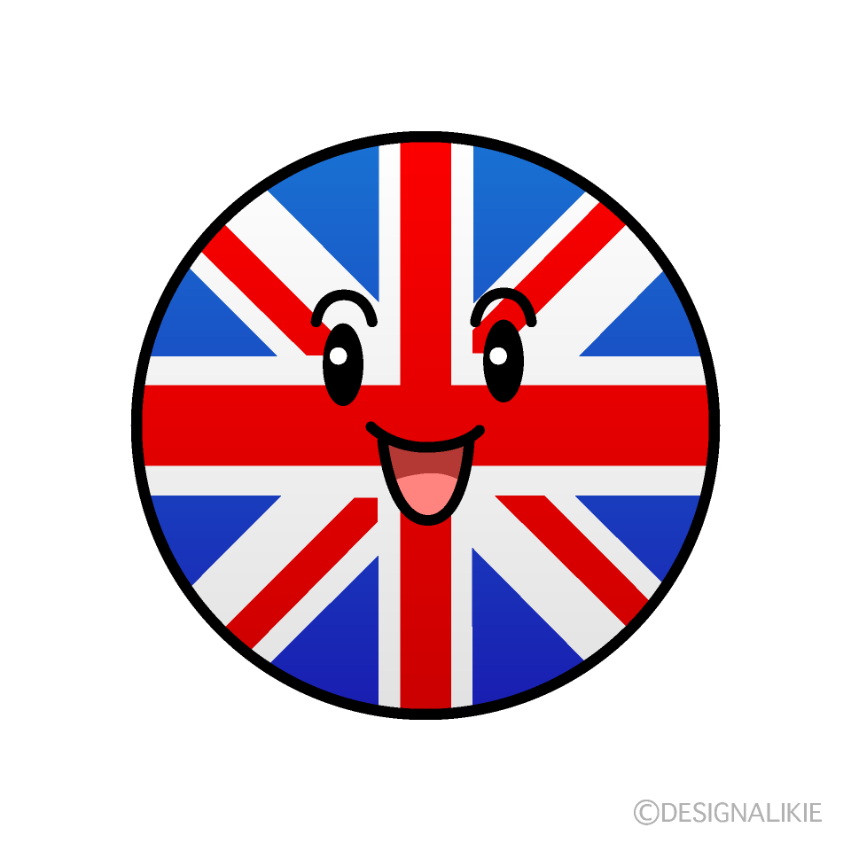 かわいい笑顔のイギリス国旗（丸型）イラスト