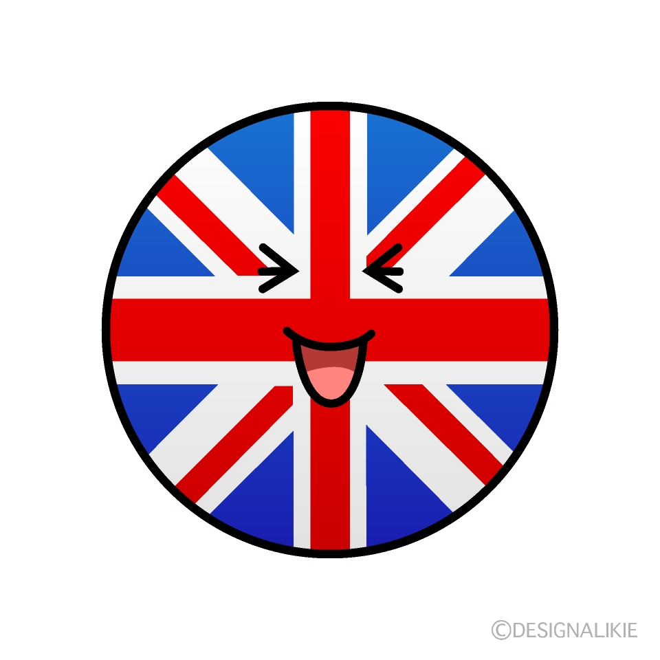 かわいい笑うイギリス国旗（丸型）イラスト
