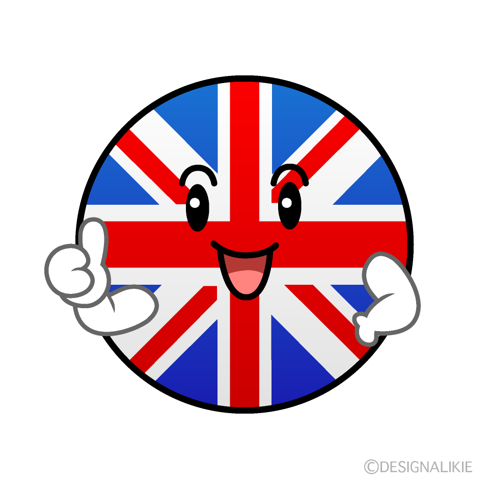 かわいいいいね！のイギリス国旗（丸型）イラスト