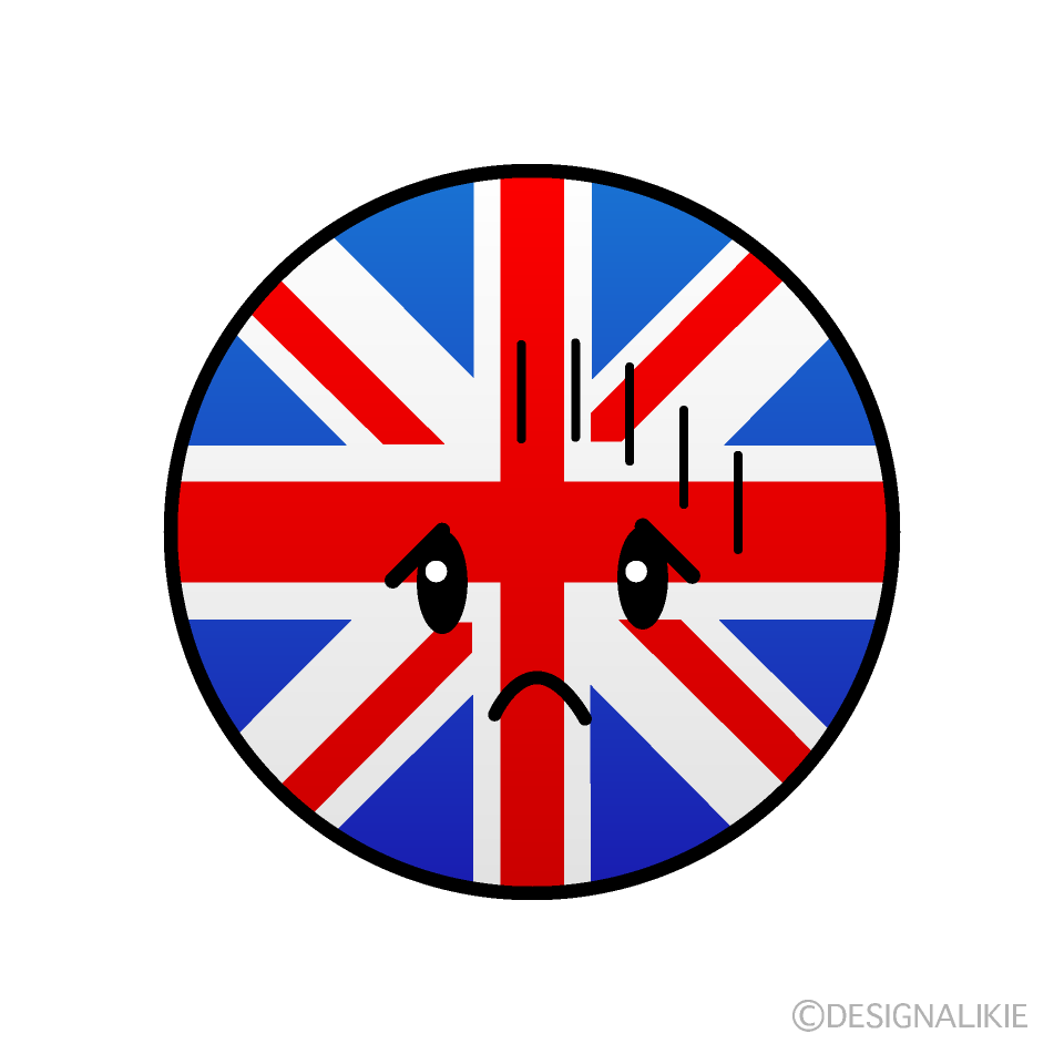 かわいい落ち込むイギリス国旗（丸型）イラスト