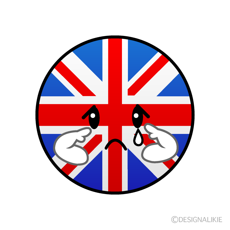 かわいい悲しいイギリス国旗（丸型）イラスト