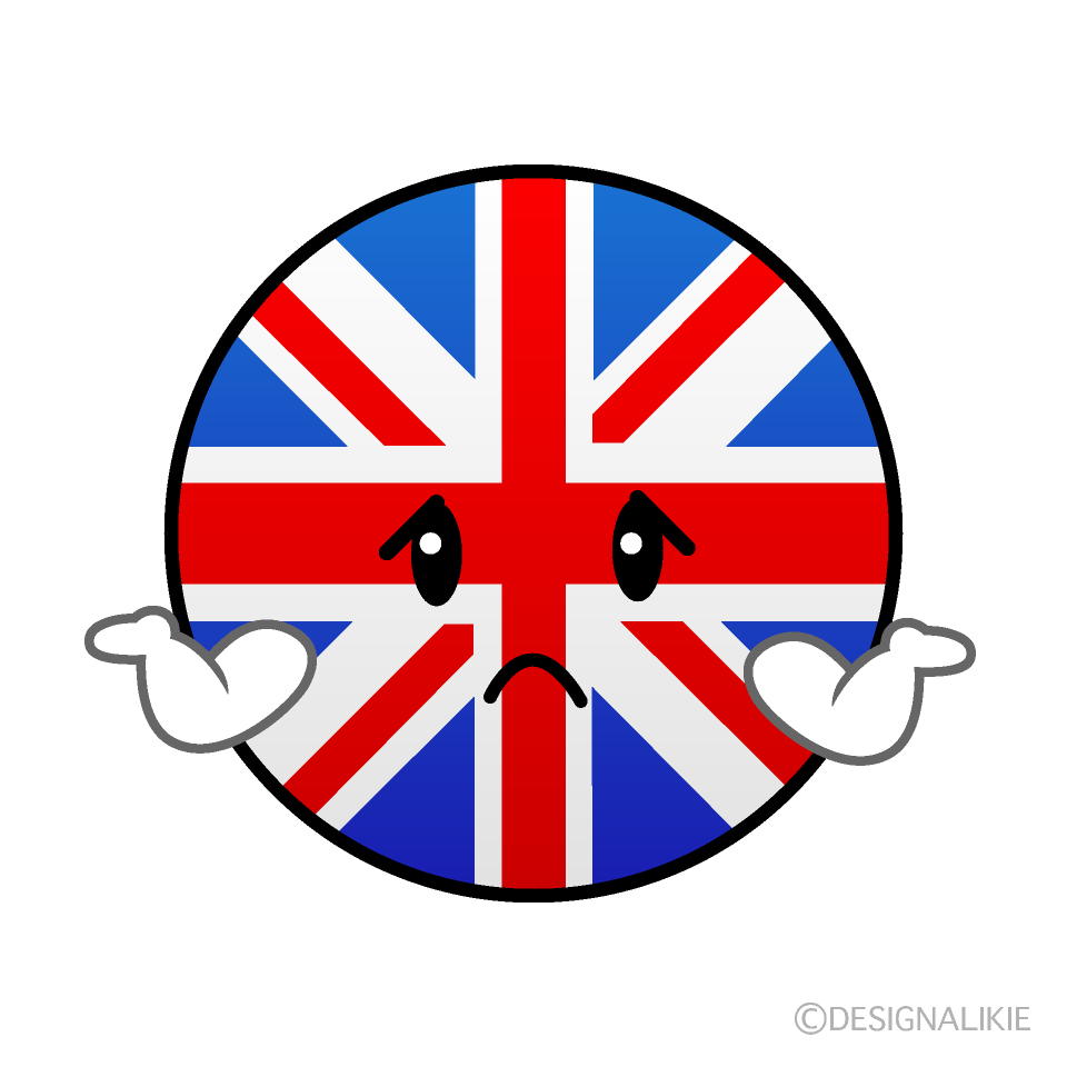 かわいい困るイギリス国旗（丸型）イラスト
