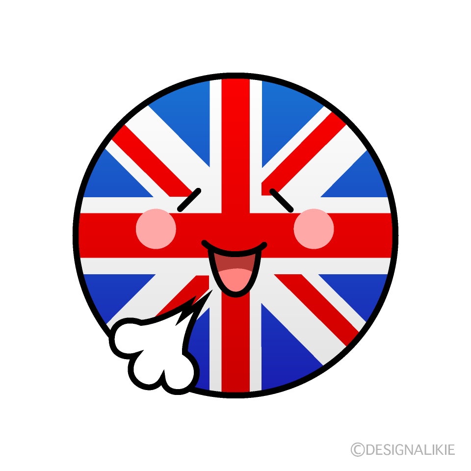 かわいいリラックスるイギリス国旗（丸型）イラスト