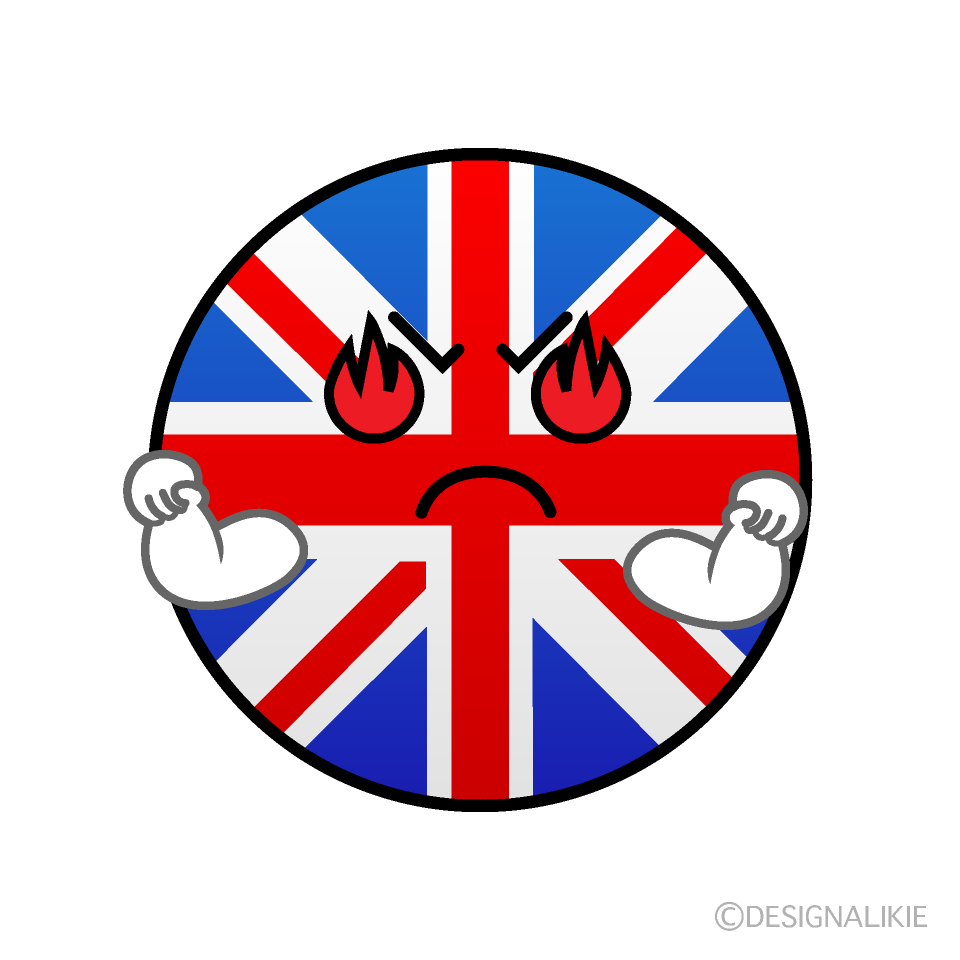 かわいい熱意のあるイギリス国旗（丸型）イラスト