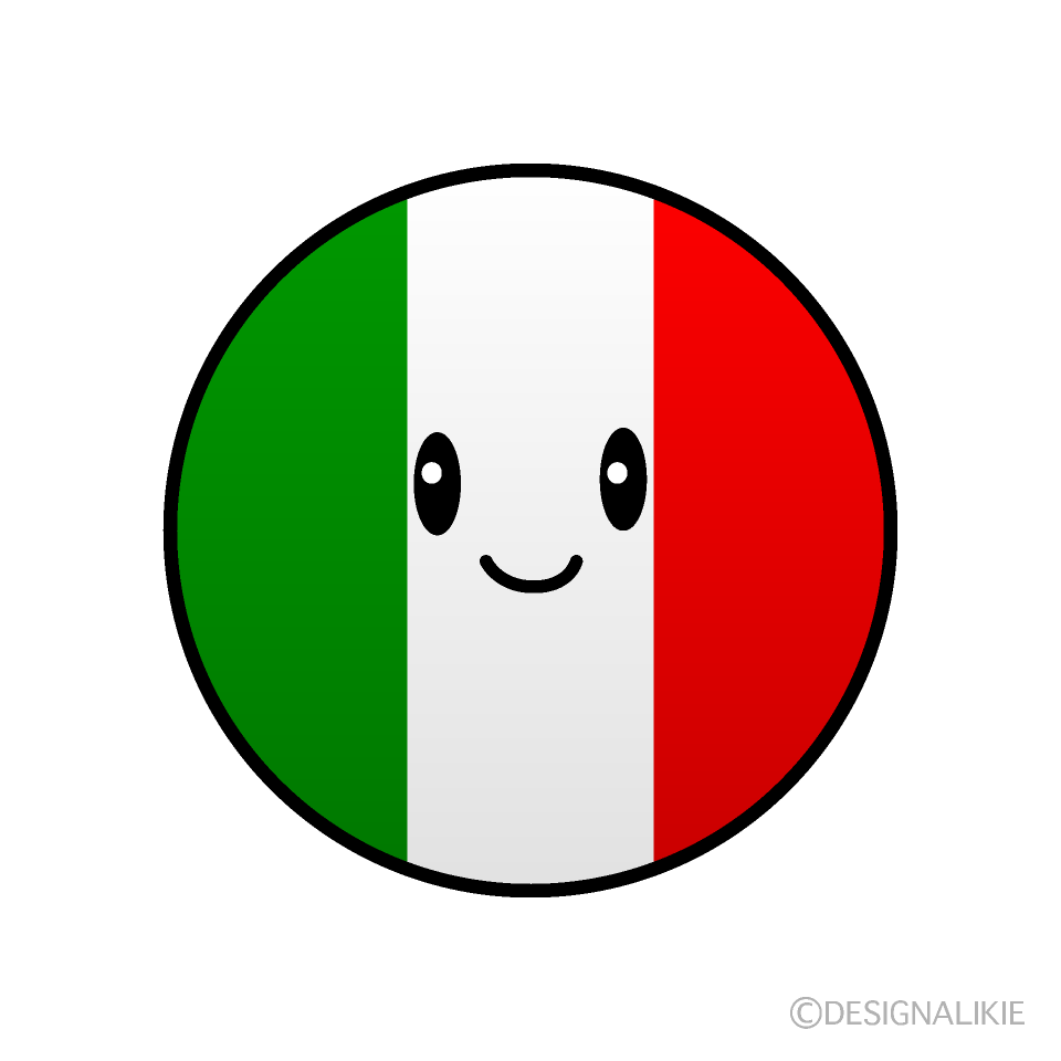 かわいいイタリア国旗（丸型）イラスト