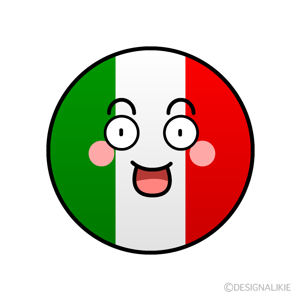 かわいい驚くイタリア国旗（丸型）イラスト