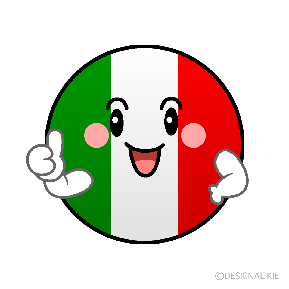 かわいいいいね！のイタリア国旗（丸型）イラスト