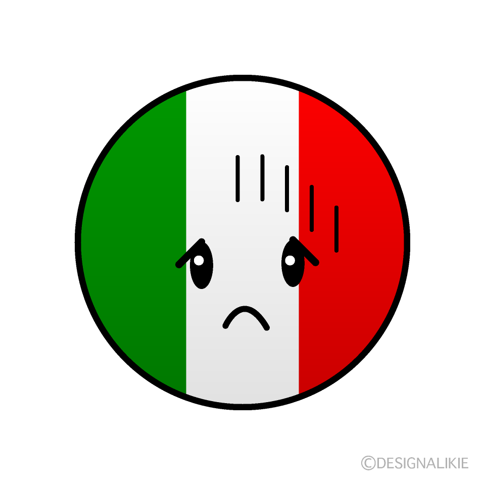 かわいい落ち込むイタリア国旗（丸型）イラスト