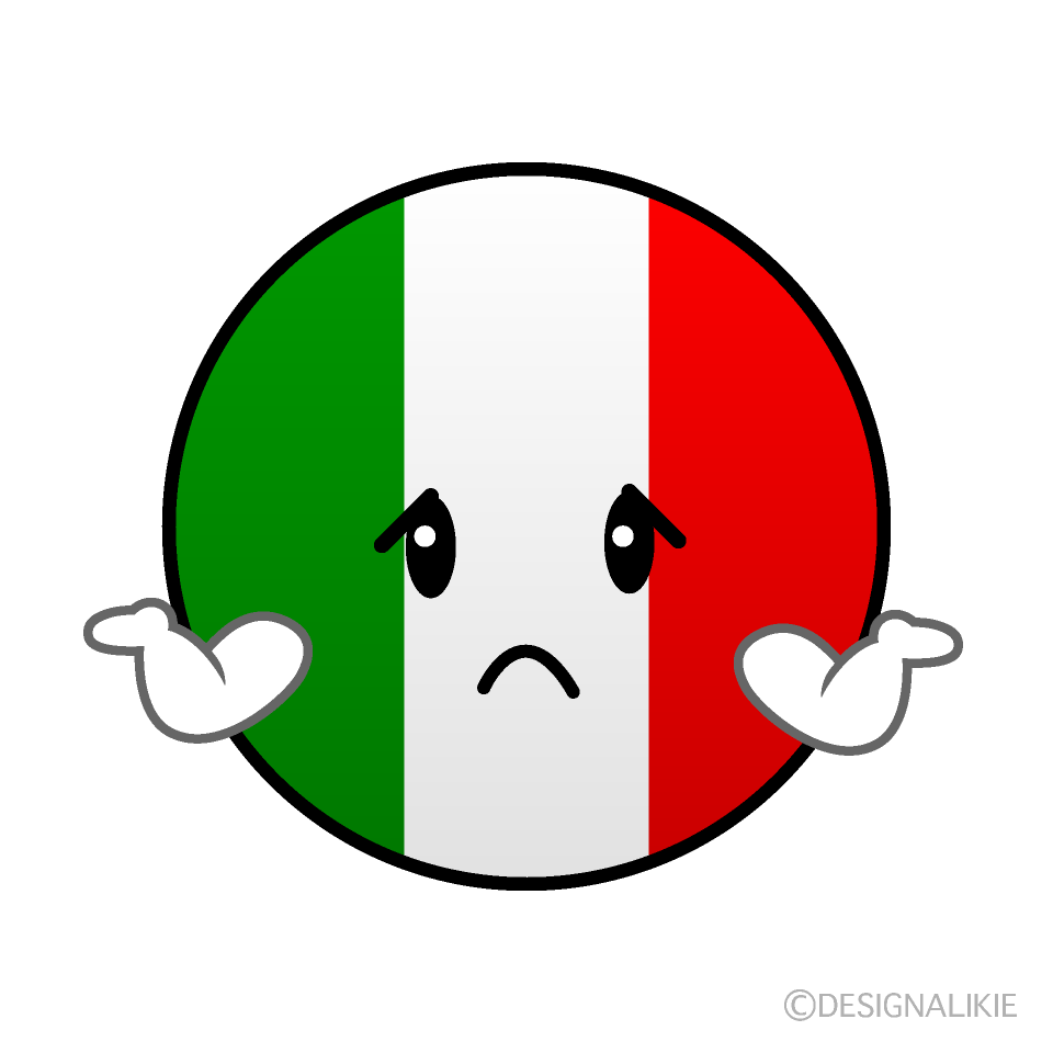 かわいい困るイタリア国旗（丸型）イラスト