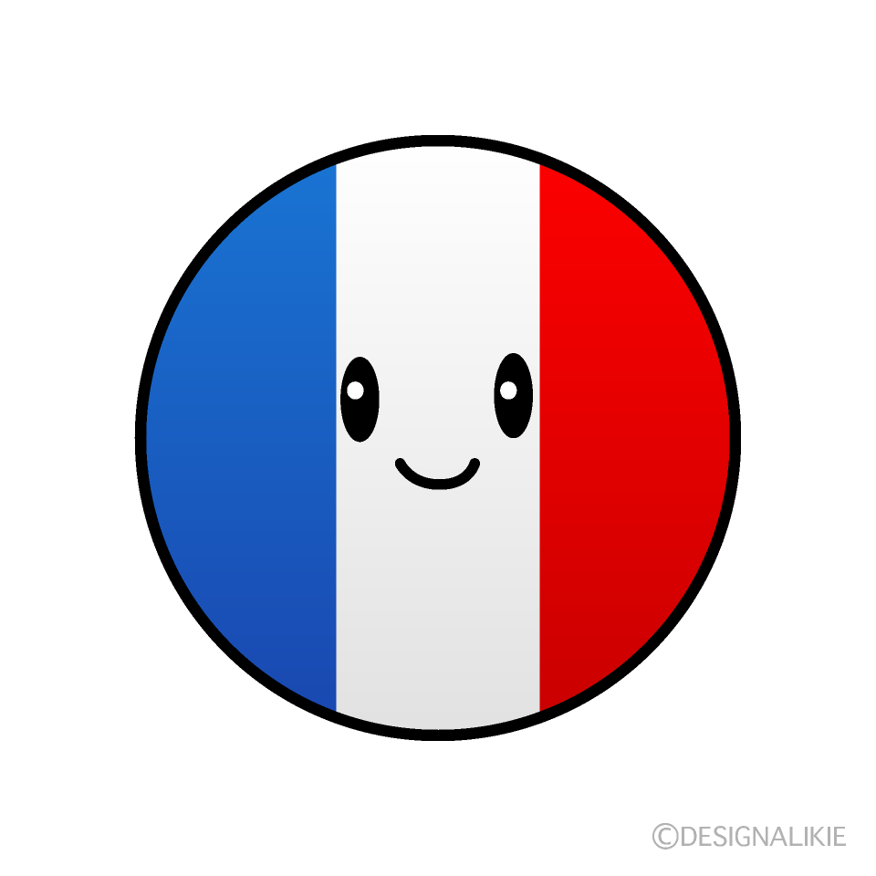 かわいいフランス国旗（丸型）イラスト