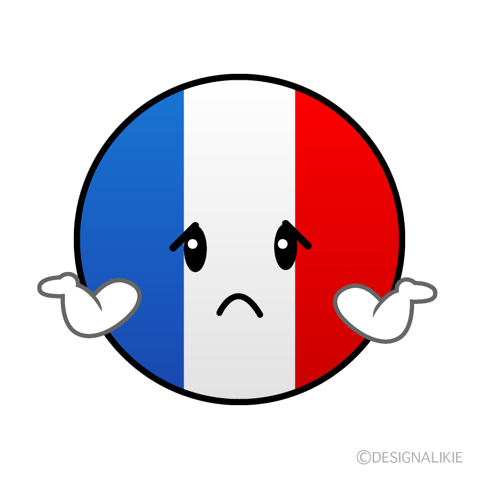 かわいい困るフランス国旗（丸型）イラスト