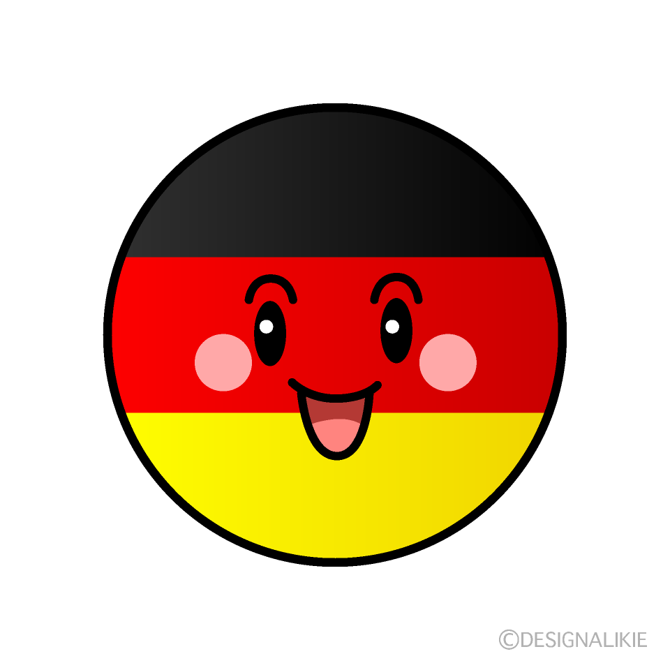かわいい笑顔のドイツ国旗（丸型）イラスト