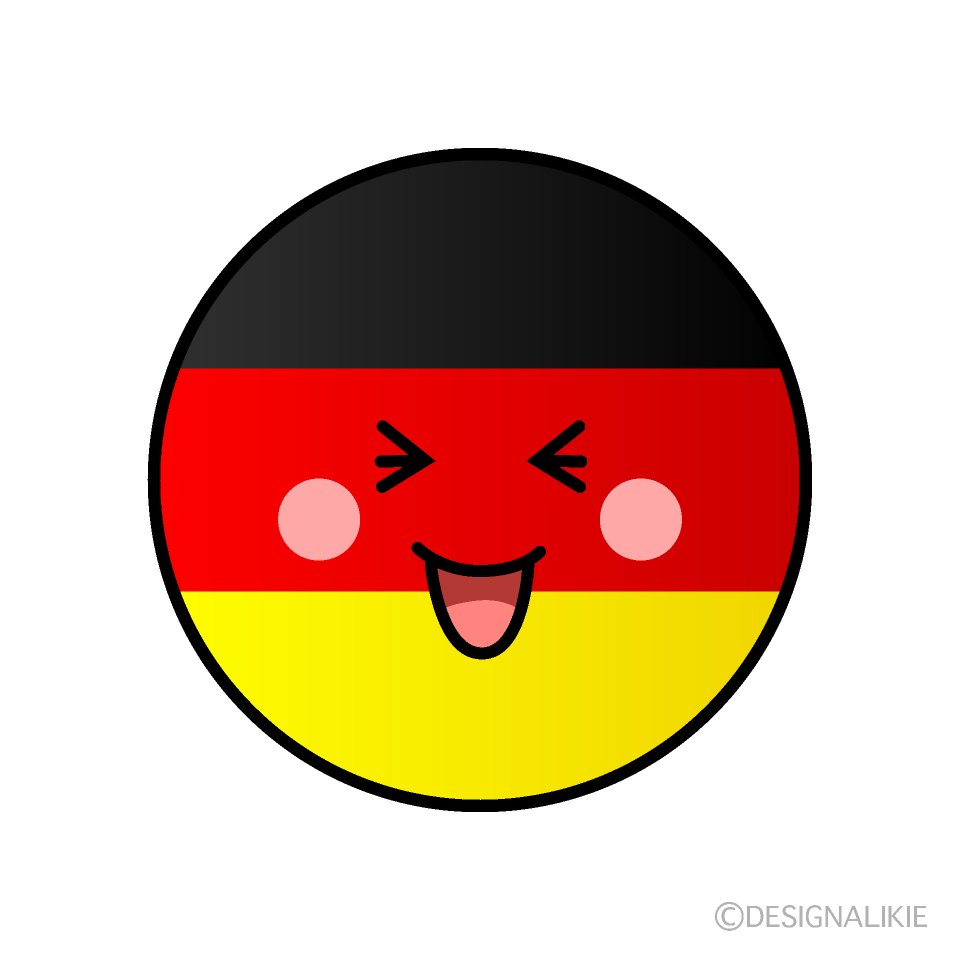 かわいい笑うドイツ国旗（丸型）イラスト