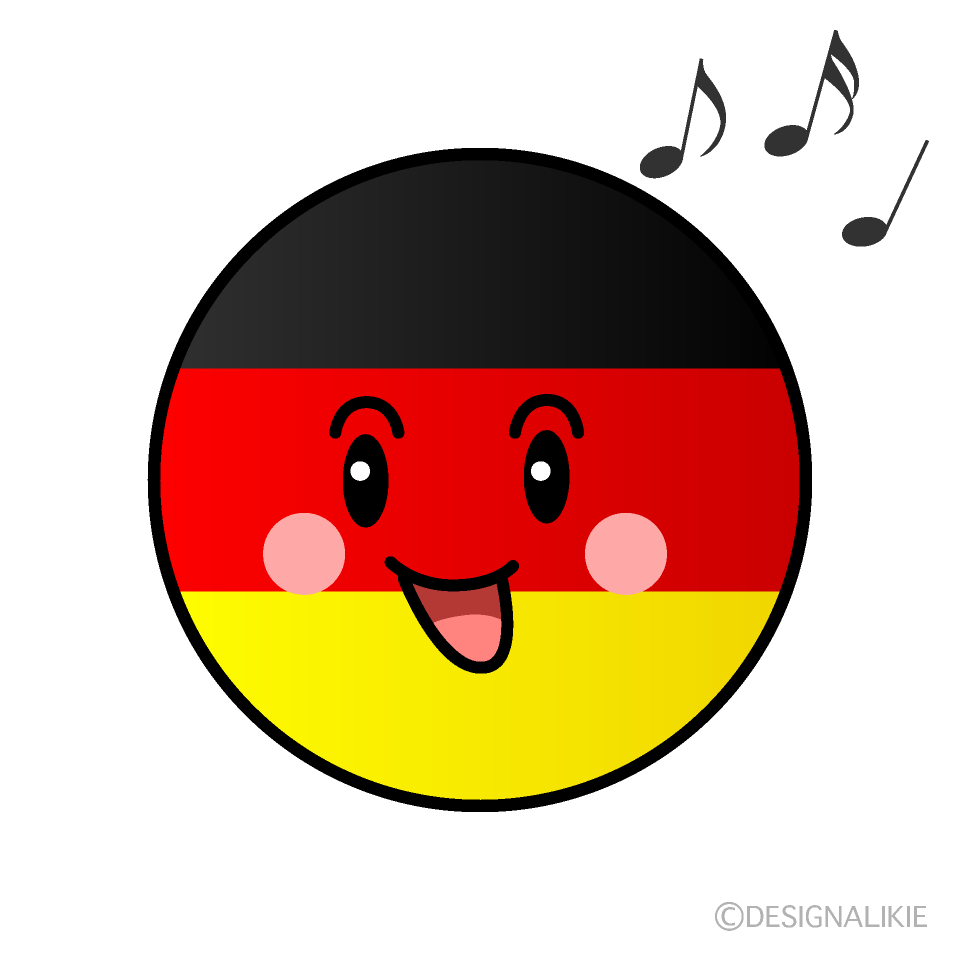 かわいい歌うドイツ国旗（丸型）イラスト