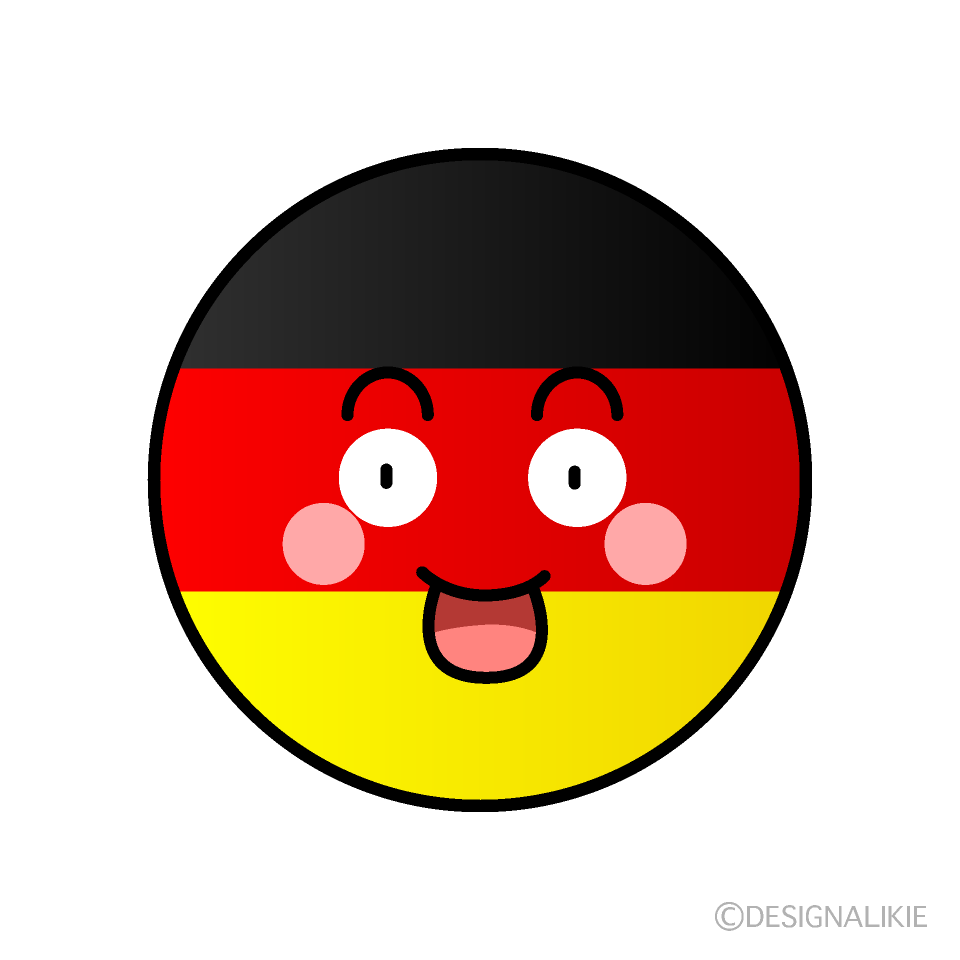 かわいい驚くドイツ国旗（丸型）イラスト