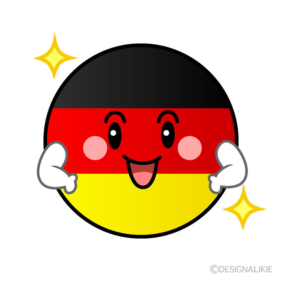 かわいい自信満々なドイツ国旗（丸型）イラスト