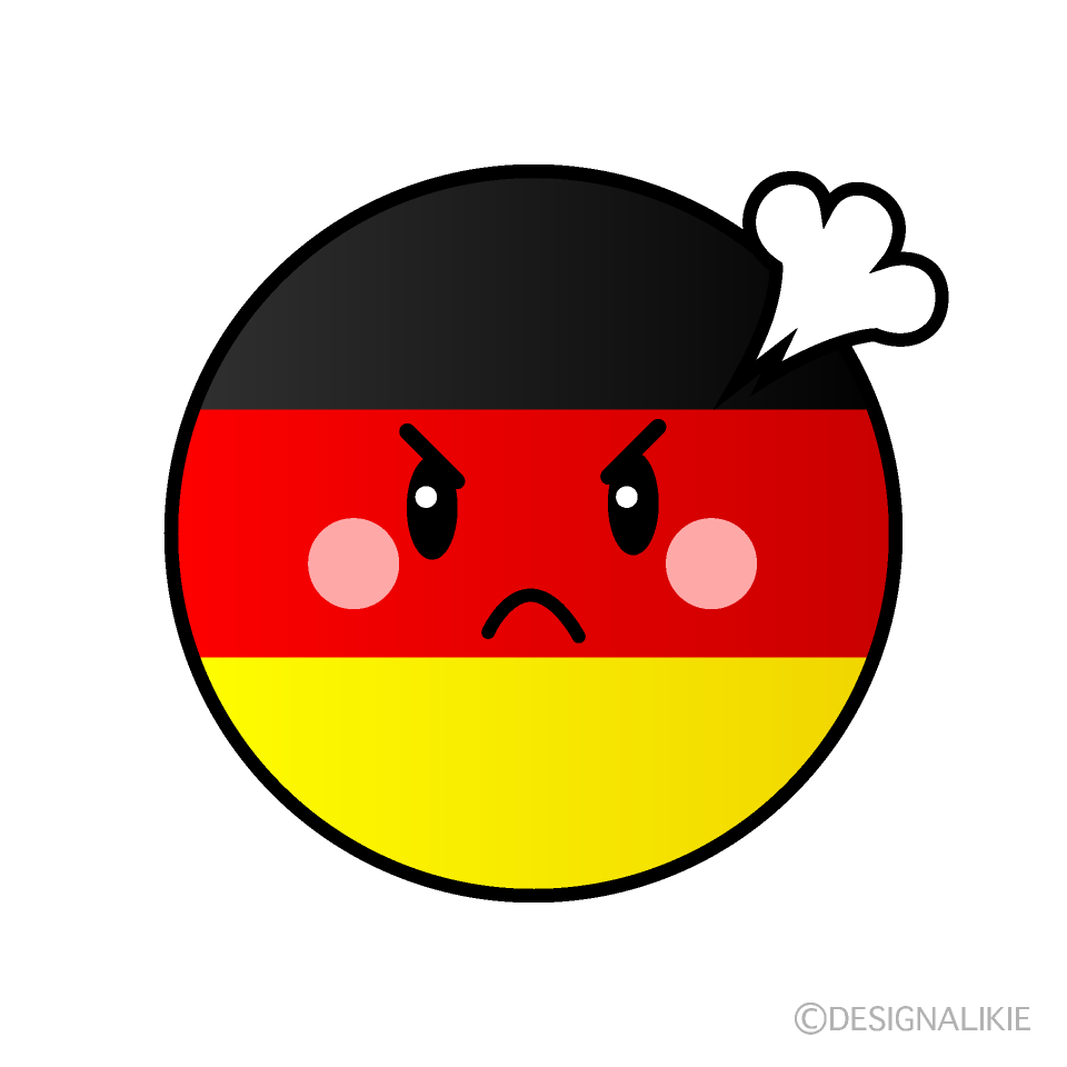 かわいい怒るドイツ国旗（丸型）イラスト
