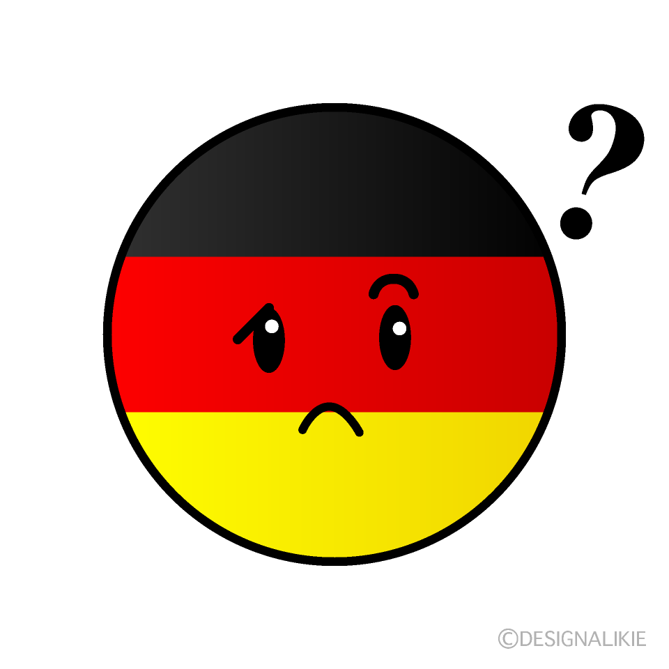 かわいい考えるドイツ国旗（丸型）イラスト