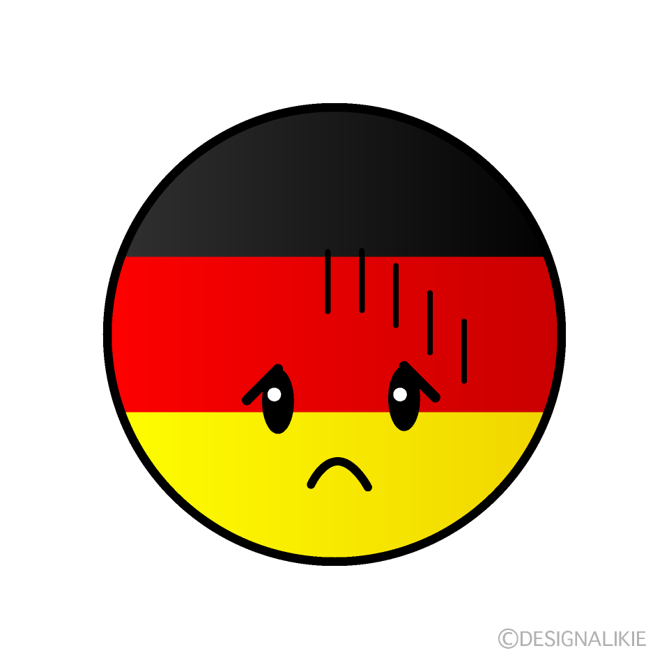 かわいい落ち込むドイツ国旗（丸型）イラスト