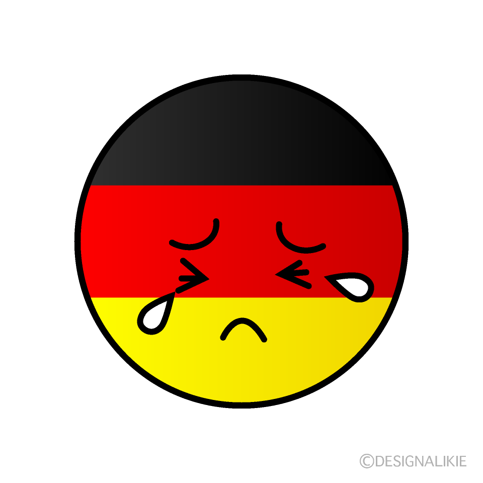 かわいい泣くドイツ国旗（丸型）イラスト