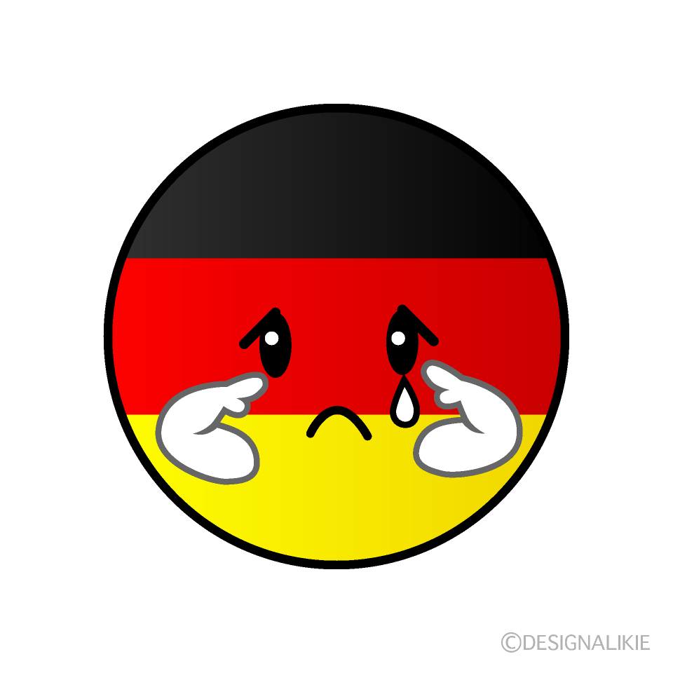 かわいい悲しいドイツ国旗（丸型）イラスト