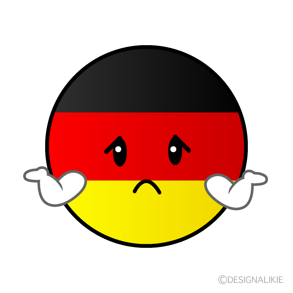 かわいい困るドイツ国旗（丸型）イラスト