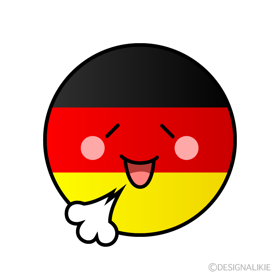 かわいいリラックスするドイツ国旗（丸型）イラスト