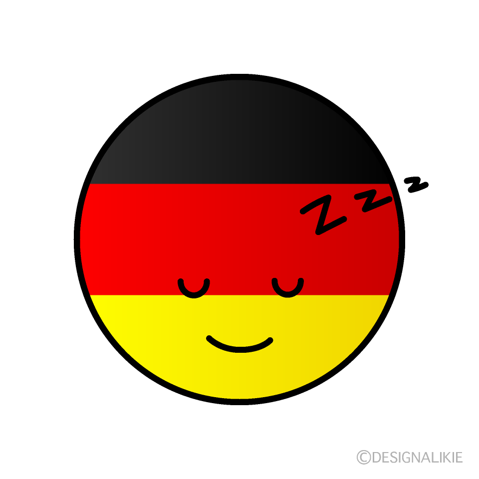 かわいい寝るドイツ国旗（丸型）イラスト
