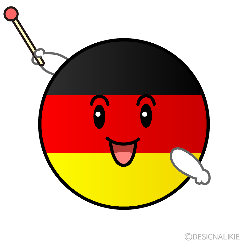 かわいい説明するドイツ国旗（丸型）イラスト