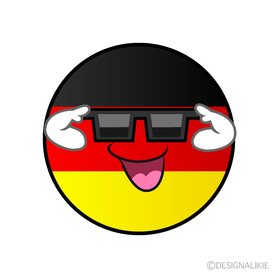 かわいいサングラスのドイツ国旗（丸型）イラスト