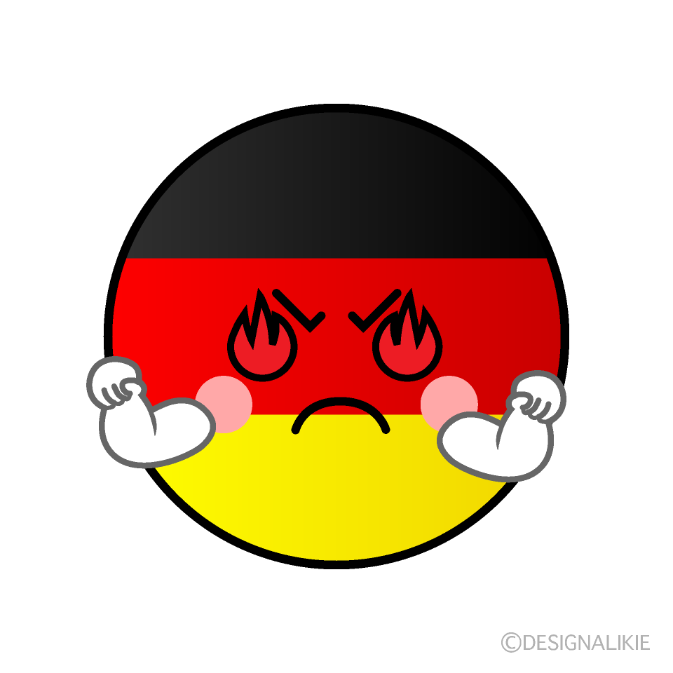 かわいい熱意のあるドイツ国旗（丸型）イラスト
