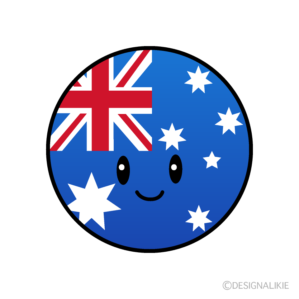 かわいいオーストラリア国旗 丸型 のイラスト素材 Illustcute