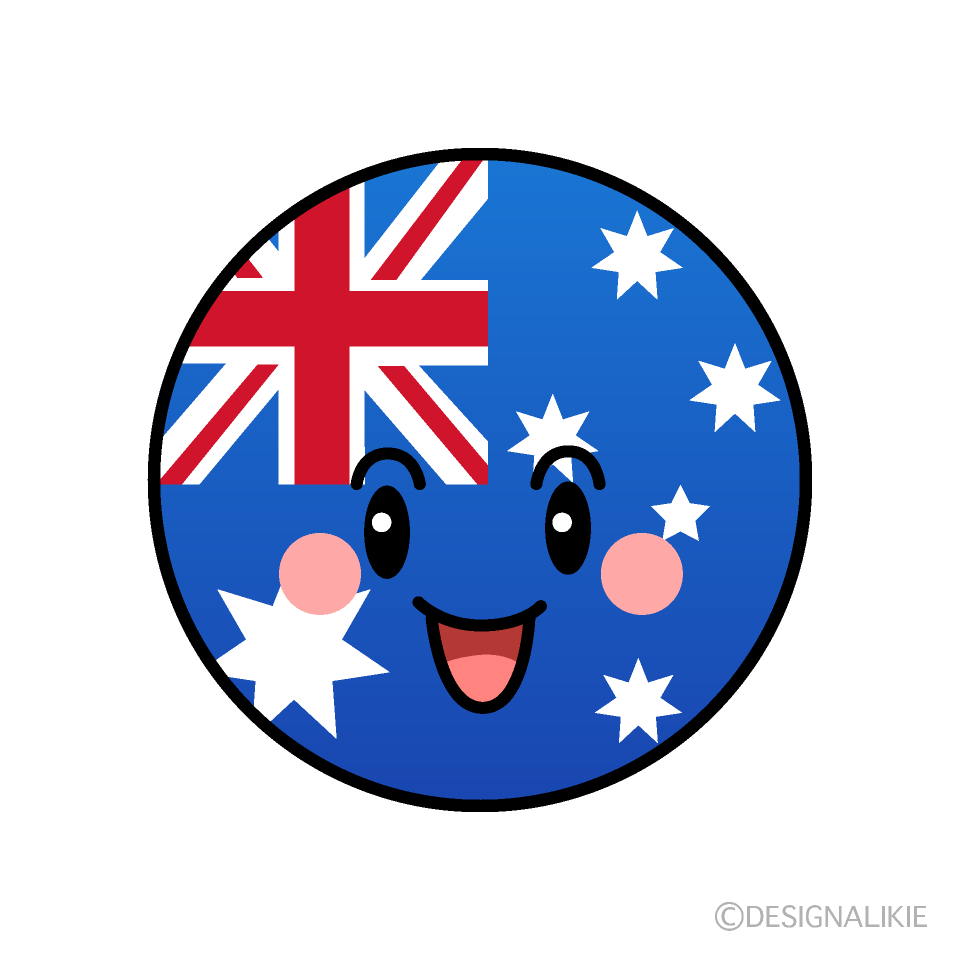 かわいい笑顔のオーストラリア国旗（丸型）イラスト