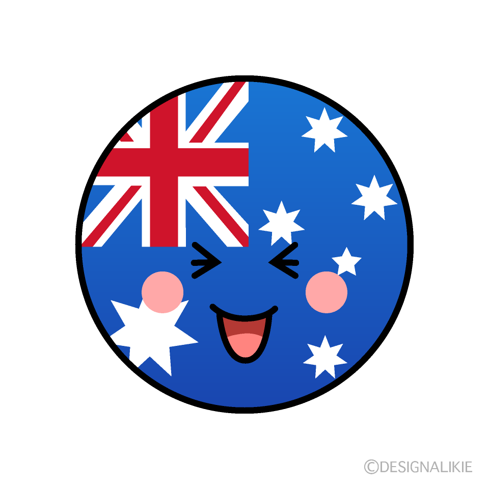 かわいい笑うオーストラリア国旗（丸型）イラスト