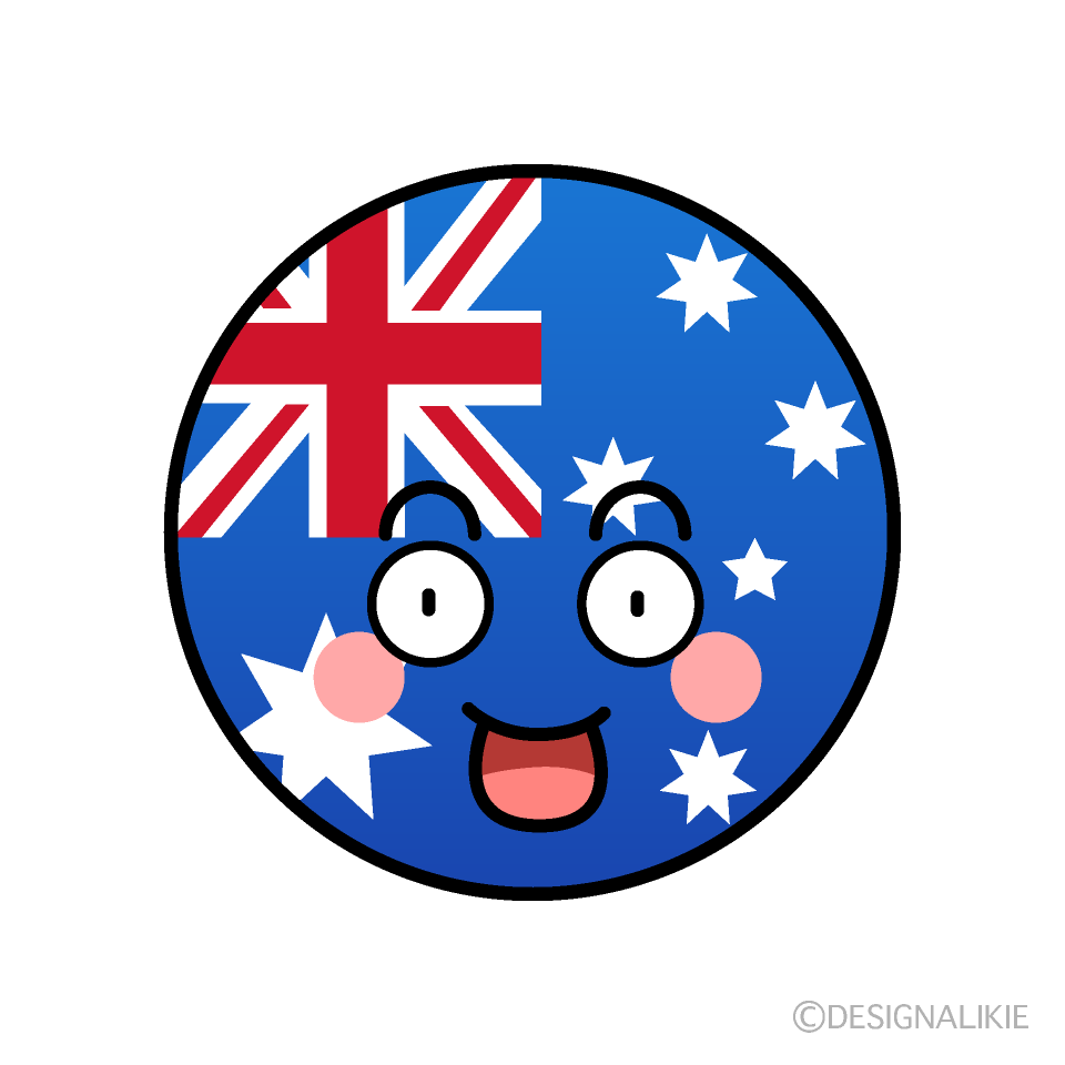 かわいい驚くオーストラリア国旗（丸型）イラスト