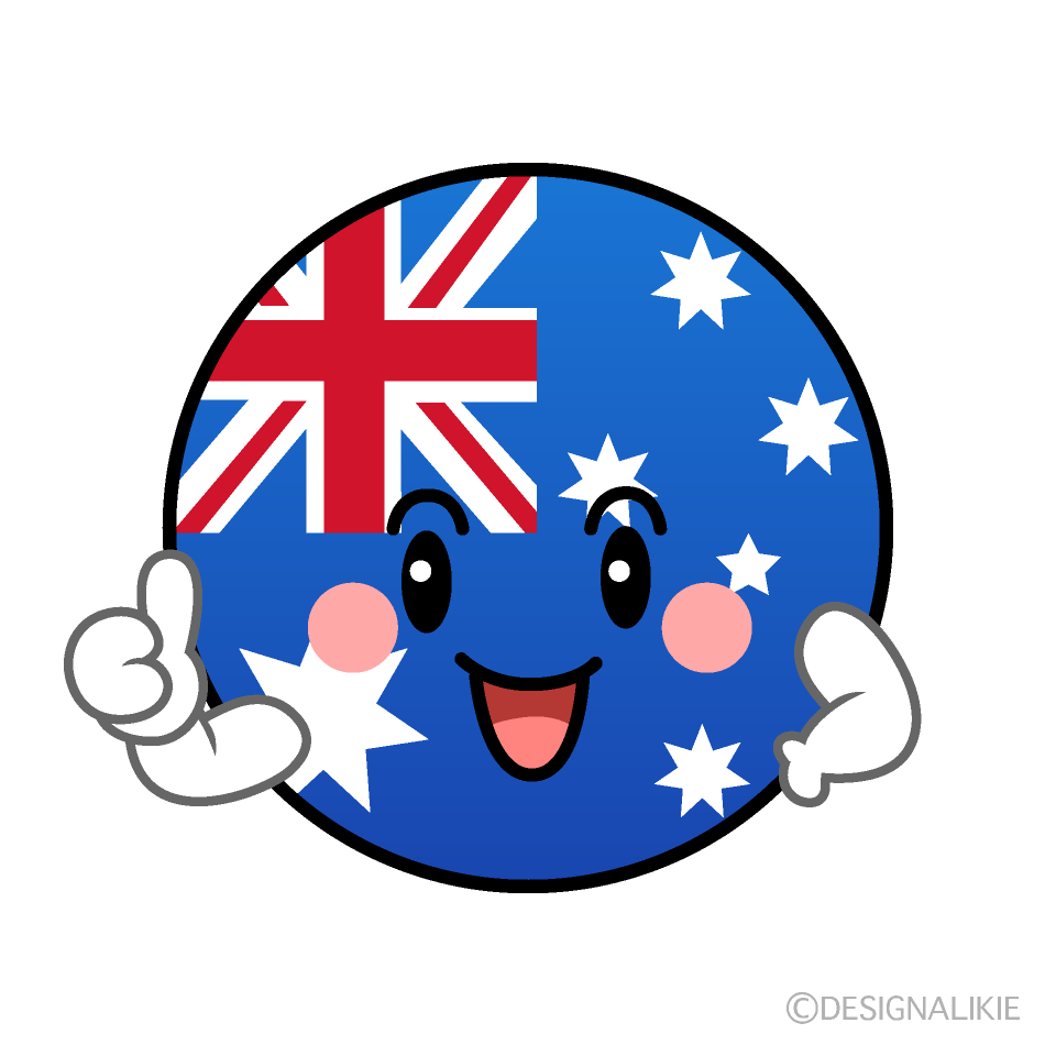 かわいいいいね！のオーストラリア国旗（丸型）イラスト