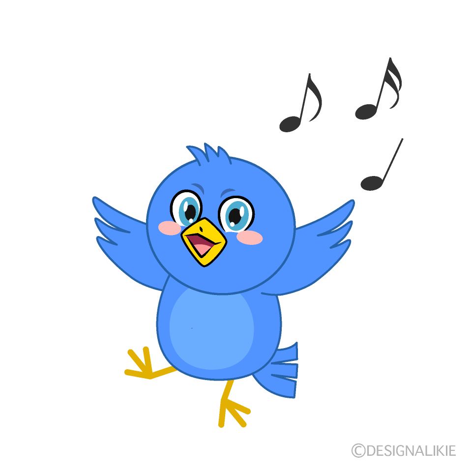 かわいいダンスする青い鳥のイラスト素材 Illustcute