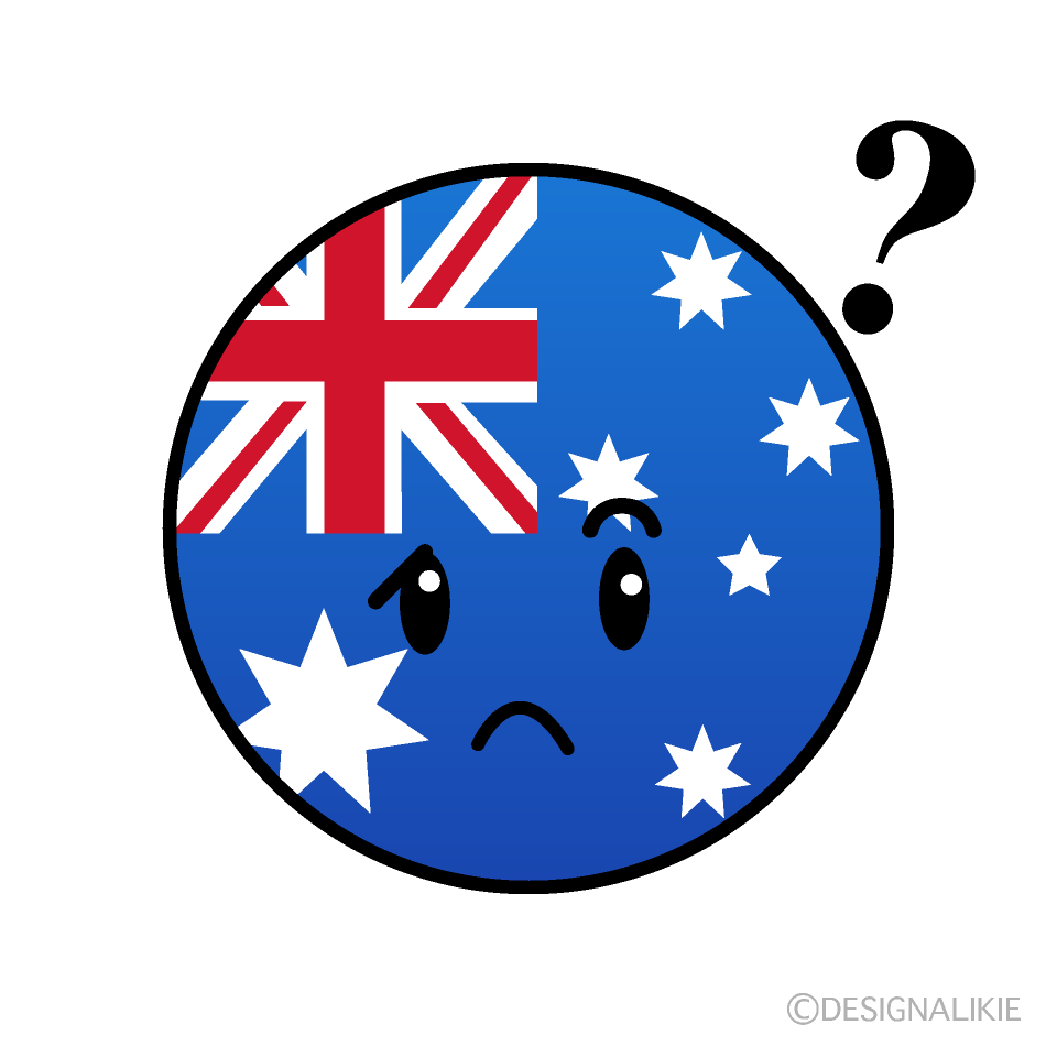 かわいい考えるオーストラリア国旗（丸型）イラスト
