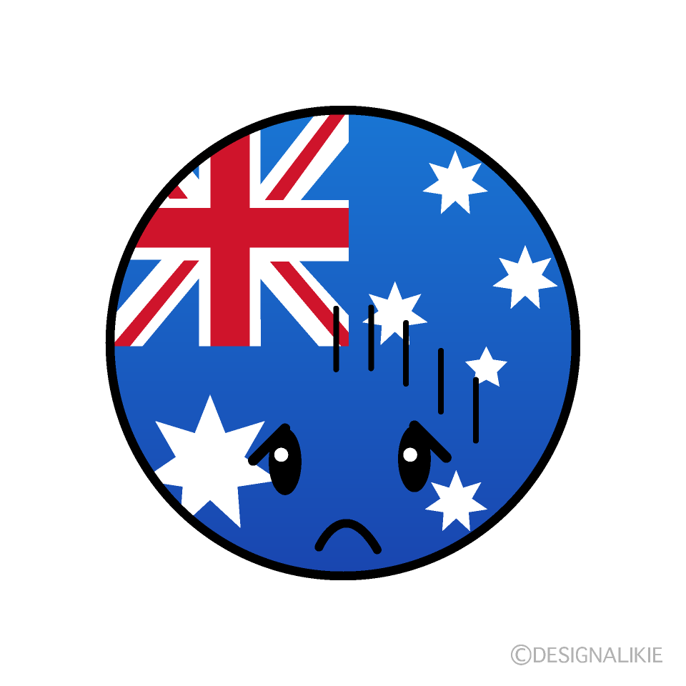 かわいい落ち込むオーストラリア国旗（丸型）イラスト