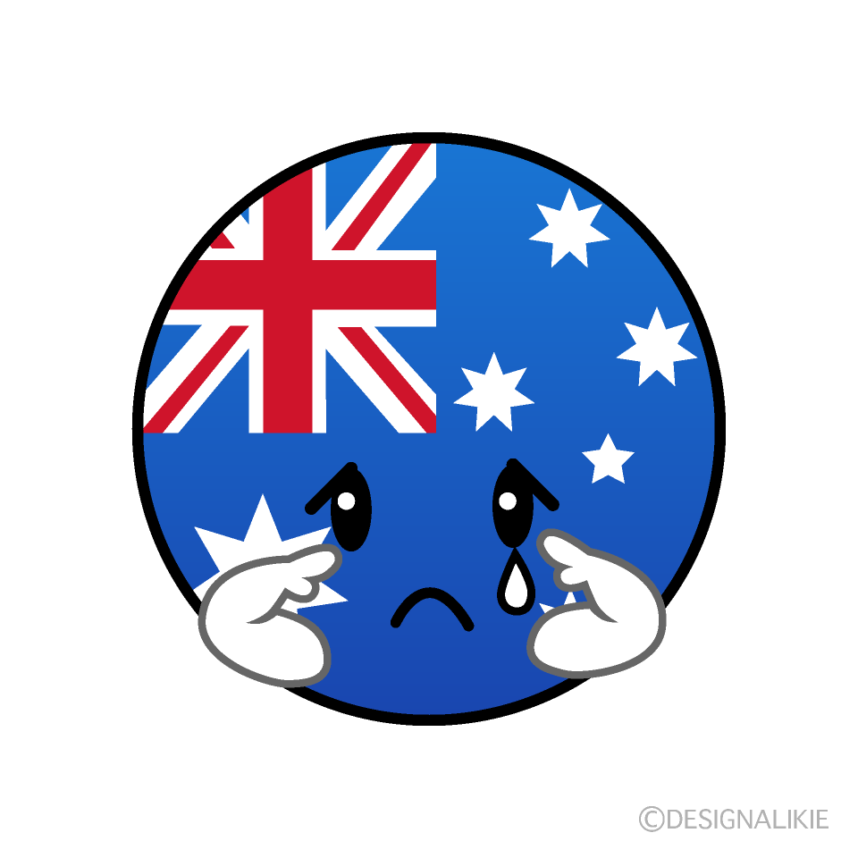 かわいい悲しいオーストラリア国旗（丸型）イラスト