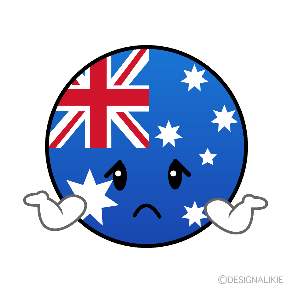 かわいい困るオーストラリア国旗（丸型）イラスト