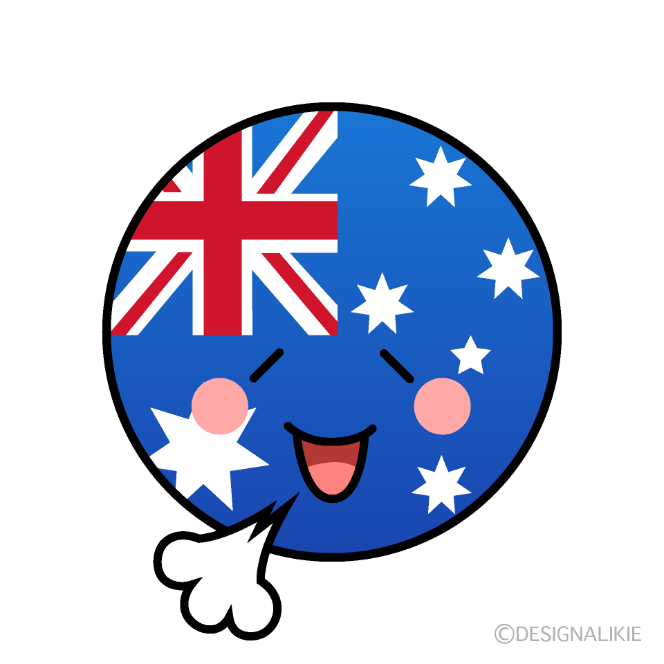 かわいいリラックスするオーストラリア国旗（丸型）イラスト